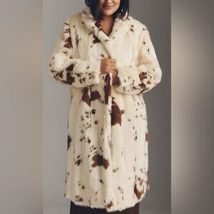 Anthropologie Cream and Brown Teddy Jacket